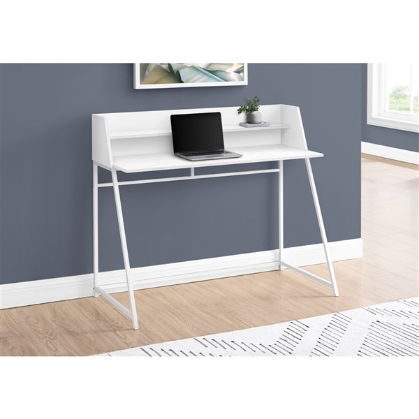 Bureau d'ordinateur moderne/contemporain Monarch Specialties de 46 po, blanc