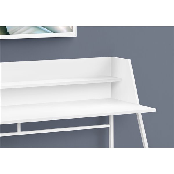 Bureau d'ordinateur moderne/contemporain Monarch Specialties de 46 po, blanc