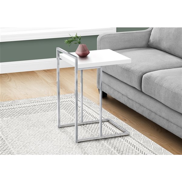 Monarch Specialties White Composite Rectangular End Table