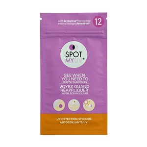 Autocollants de détection UV pour crème solaire SPOTMYUV, paquet de 12