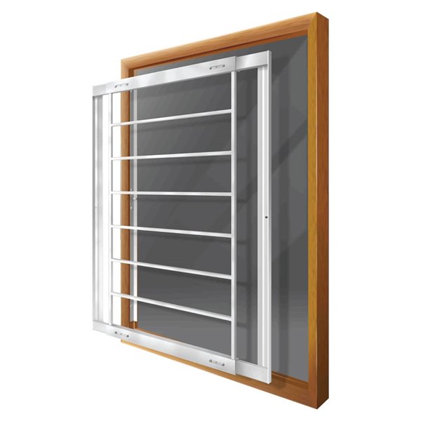 Barre de sécurité blanche pour fenêtre Série E de 21 po x 31 po ajustable et amovible par Mr. Goodbar