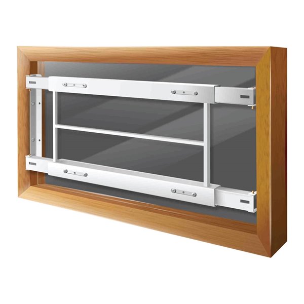 Barre de sécurité blanche pour fenêtre Série C de 29 po x 12 po ajustable et fixe par Mr. Goodbar