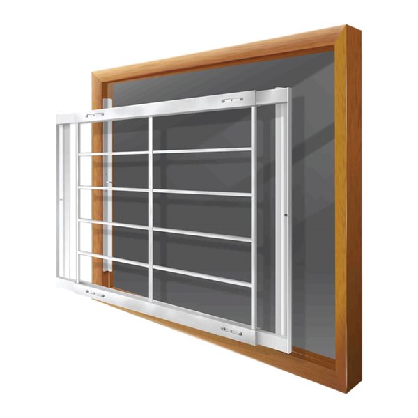 Barre de sécurité blanche pour fenêtre Série E de 62 po x 31 po ajustable et amovible par Mr. Goodbar
