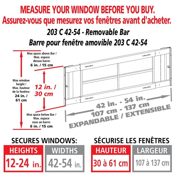 Mr. Goodbar Series C 42-in x 12-in Adjustable White Removable Window Security Bar