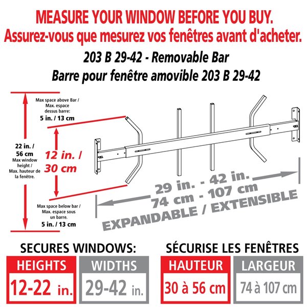 Mr. Goodbar Series B 29-in x 12-in Adjustable White Removable Window Security Bar