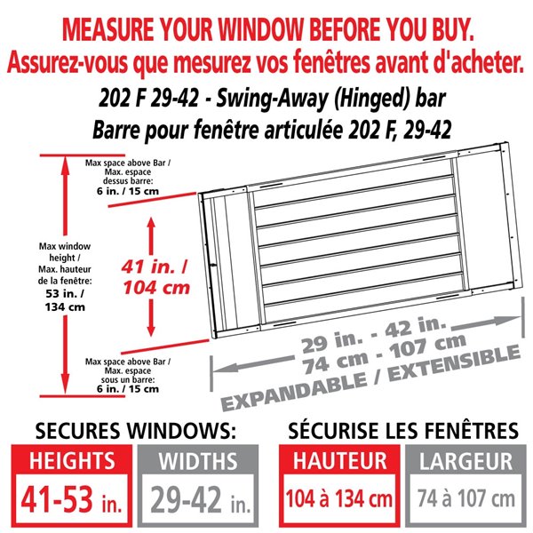 Mr. Goodbar Series F 29-in x 41-in Adjustable White Swing-Away Window Security Bar