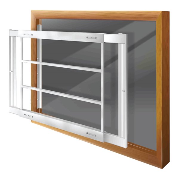 Barre de sécurité blanche pour fenêtre Série D de 29 po x 21 po ajustable et amovible par Mr. Goodbar