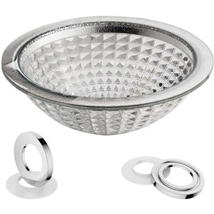 F&R Crystal Tempered Glass Vessel Round Bathroom Sink (16.5-in x 16.5-in)