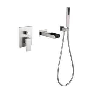 TRUSTMADE Brushed Nickel 1-handle Commercial/residential Wall Mount Bathtub Faucet - Hand Shower Included