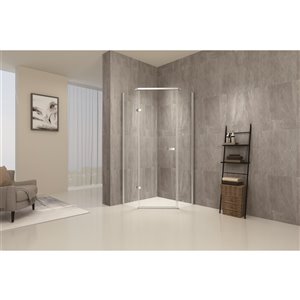 TRUSTMADE Chrome 76-in x 34.75-in x 34.75-in 3-piece Neo-angle Corner Shower Kit