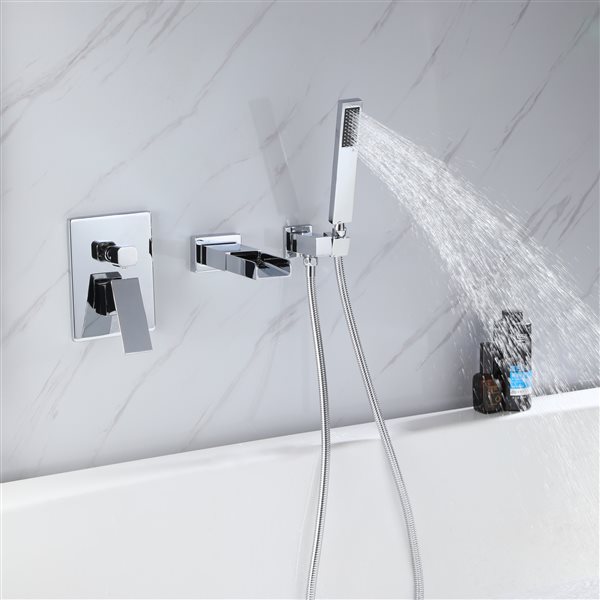 TRUSTMADE Polished Chrome 1-handle Commercial/residential Wall Mount Bathtub Faucet - Hand Shower Included