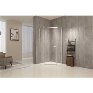 TRUSTMADE Brushed Nickel 76-in x 34.75-in x 34.75-in 3-piece Neo-angle Corner Shower Kit