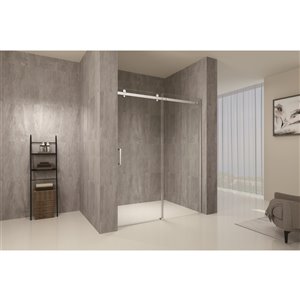 TRUSTMADE Clear 2-piece 76-in x 48-in x 76-in Alcove Shower Kit - Brushed Nickel