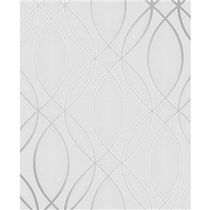 Advantage Metallic 56.4-sq. ft. Grey/Vinyl Geometric Unpasted Wallpaper