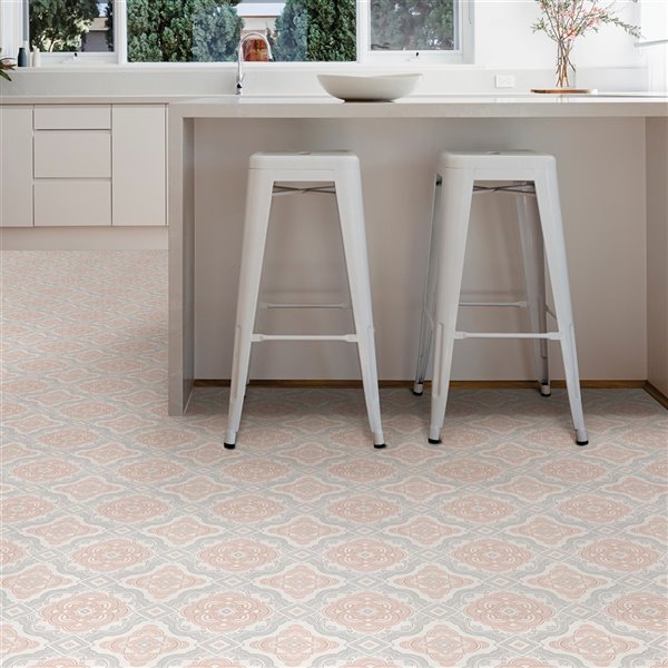 Carrelage en vinyle autocollant Cecilia par FloorPops, 12 po x 12 po, blanc, 10 pièces