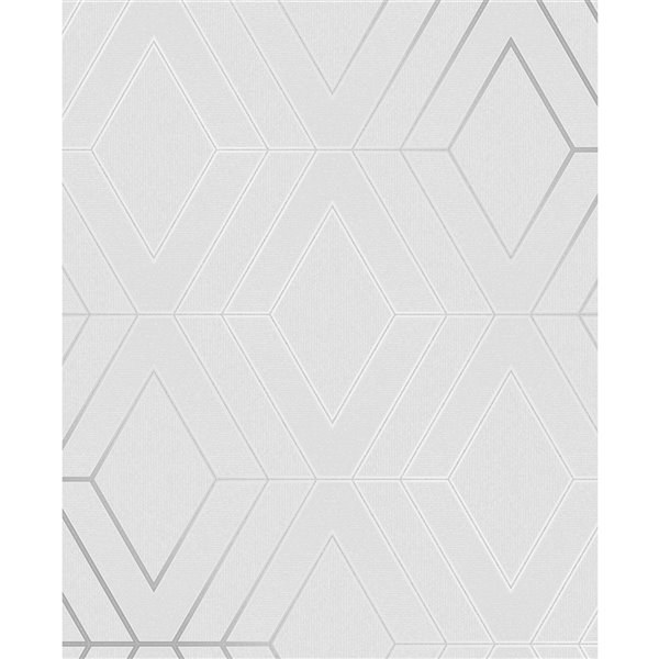 Papier peint sans colle en vinyle à motif géométrique gris Metallic par Advantage, 56,4 pi²