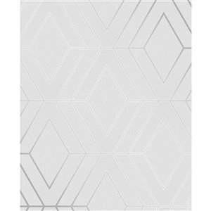 Papier peint sans colle en vinyle à motif géométrique gris Metallic par Advantage, 56,4 pi²