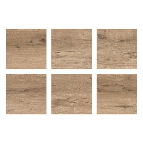 Carrelage en vinyle autocollant Pickling par FloorPops, 12 po x 12 po, brun, 10 pièces