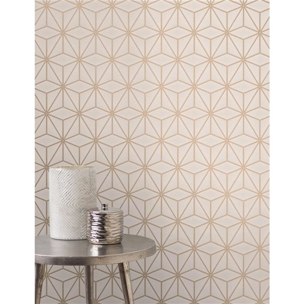 Advantage Metallic 56.4-sq. ft. Rose Gold Vinyl Geometric Unpasted Wallpaper