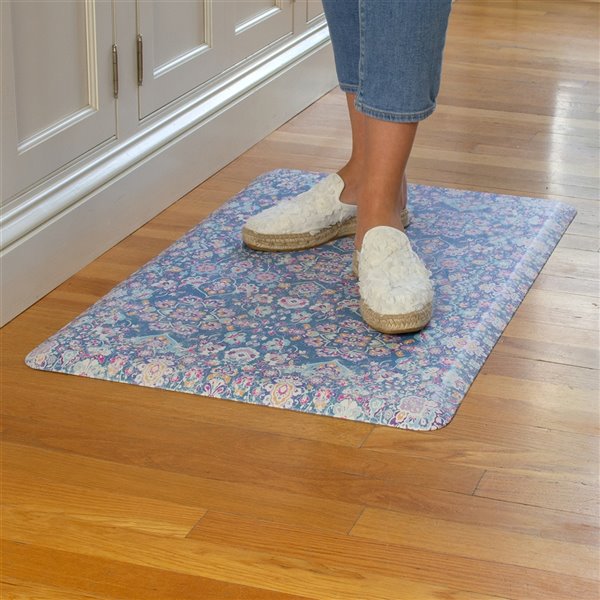 Floorpops Kilim Blue Rectangular Indoor Anti-Fatigue Mat