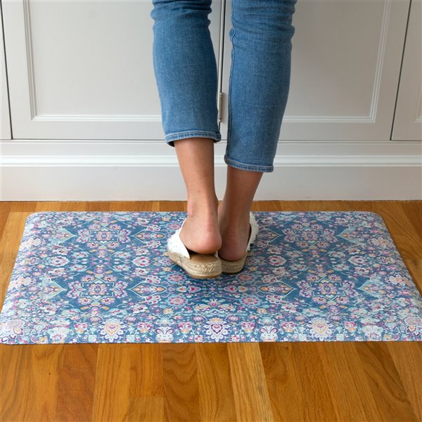 Floorpops Kilim Blue Rectangular Indoor Anti-Fatigue Mat