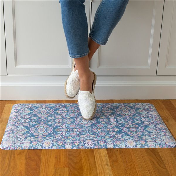 Floorpops Kilim Blue Rectangular Indoor Anti-Fatigue Mat