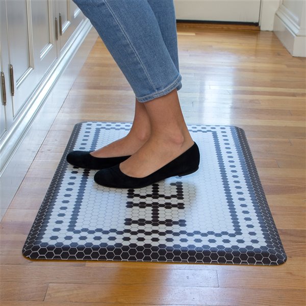 Tapis anti-fatigue d'intérieur rectangulaire Cobbler par FloorPops, noir