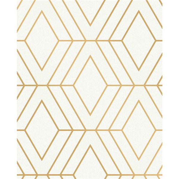 Advantage Metallic 56.4-sq. ft. Off-White Vinyl Geometric Unpasted Wallpaper