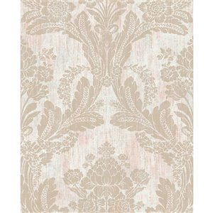 Advantage Deluxe 56.4-sq. ft. Pink Vinyl Damask Unpasted Wallpaper