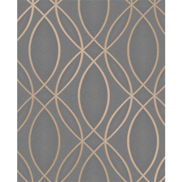 Advantage Metallic 56.4-sq. ft. Taupe Vinyl/Geometric Unpasted Wallpaper