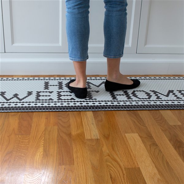 Tapis anti-fatigue d'intérieur rectangulaire Cobbler par FloorPops, long, noir