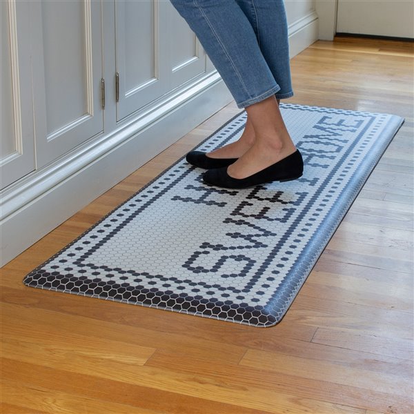 Tapis anti-fatigue d'intérieur rectangulaire Cobbler par FloorPops, long, noir