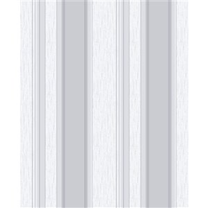 Papier peint sans colle en vinyle avec rayures Metallic par Advantage, 56,4 pi², argent