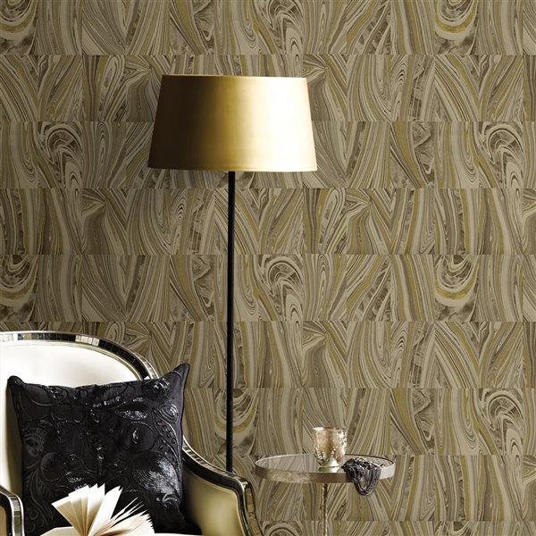 Advantage Deluxe 56.4-sq. ft. Brown Vinyl Geometric Unpasted Wallpaper