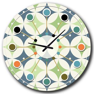DesignArt 36-in x 36-in Retro Geometric Design V Mid-Century Analog Round Wall Clock