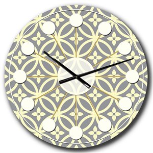 DesignArt 23-in x 23-in Retro Ornamental Pattern II Mid-Century Analog Round Wall Clock