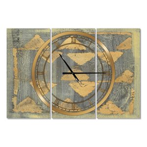 DesignArt 28-in x 36-in Glam Metallic Form I Modern Analog Rectangular Wall Clock