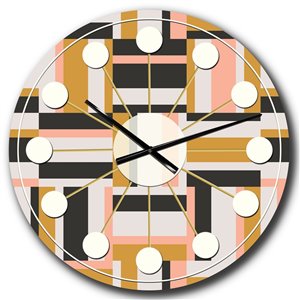 DesignArt 23-in x 23-in Abstract Retro Geometric IX Mid-Century Analog Round Wall Clock