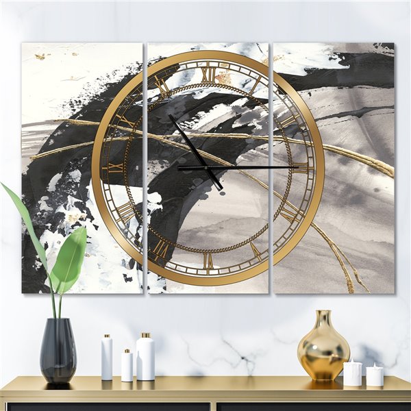 Designart 28in x 36in Glam Painted Arcs I Modern Analog Rectangular