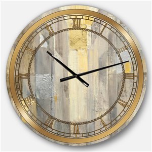 Designart 23-in x 23-in Gold Square Watercolour Glam Analog Round Wall Clock