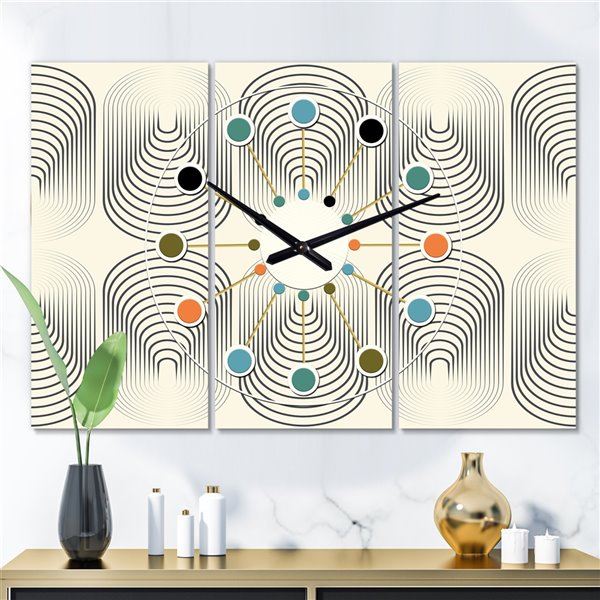 Designart 28in x 36in Monochrome Geometric Pattern X MidCentury