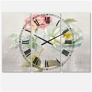 DesignArt 28-in x 36-in Country Flower Bouquet Lodge Analog Rectangular Wall Clock