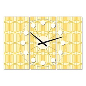 DesignArt 28-in x 36-in Retro Ornamental Design III Mid-Century Analog Rectangular Wall Clock