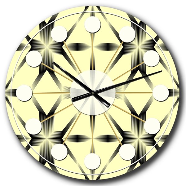 Designart 23-in x 23-in Oriental Ornament Flower Pattern Mid-Century Analog Round Wall Clock