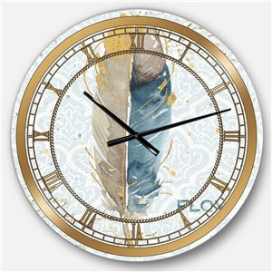 DesignArt 23-in x 23-in Fields of Gold Watercolor Flower IV Glam Round Wall Clock