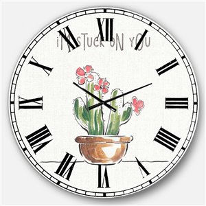 DesignArt 36-in x 36-in Desert Botanical Bloom II Farmhouse Round Wall Clock