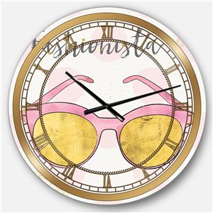DesignArt 23-in x 23-in Fashion Glam Accessories Pink Glam Round Wall Clock