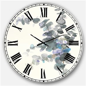 DesignArt 36-in x 36-in Grey Watercolor Flower III Traditional Round Wall Clock