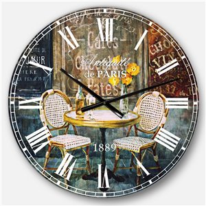 DesignArt 23-in x 23-in French Cafe Traditional Round Wall Clock