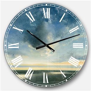 DesignArt 23-in x 23-in Blue Coastal Sunrise Traditional Round Wall Clock